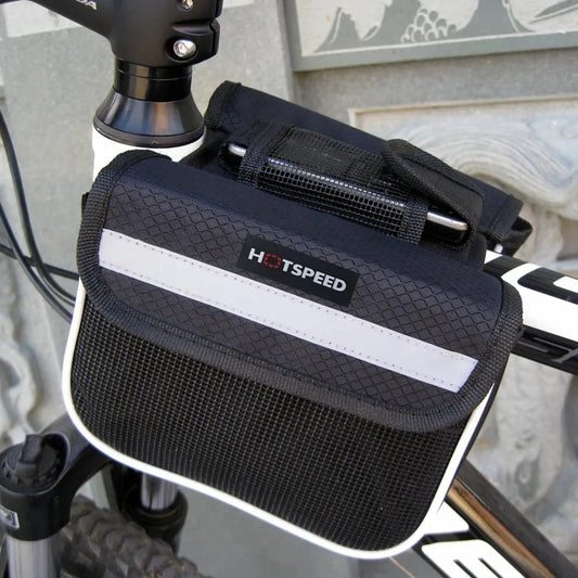 Bike Front Frame Bag Top Tube Bike/Bicycle Bag Waterproof Cycling Accessories Bike Pouch Saddle Bag for Mountain Bikes Peaceful Pleasures Health and Wellness black