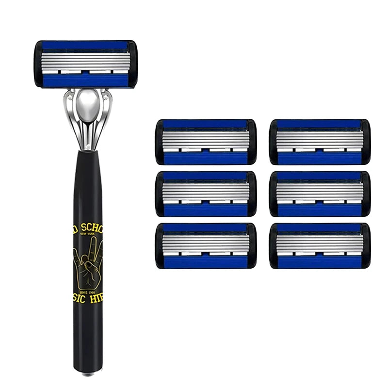 Manual Safety Razor – 1 Handle + 18 Blades | 6-Layer Steel