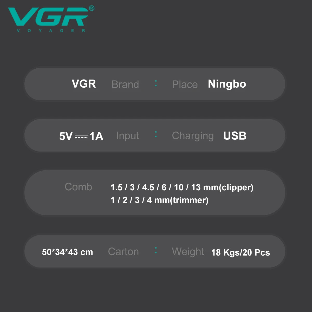 VGR 646 Hair Trimmer Professional USB Hair Clipper Rechargeable Hair Cutting Machine Barber Hair Trimmer Set LED Trimmer for Men Peaceful Pleasures Health and Wellness