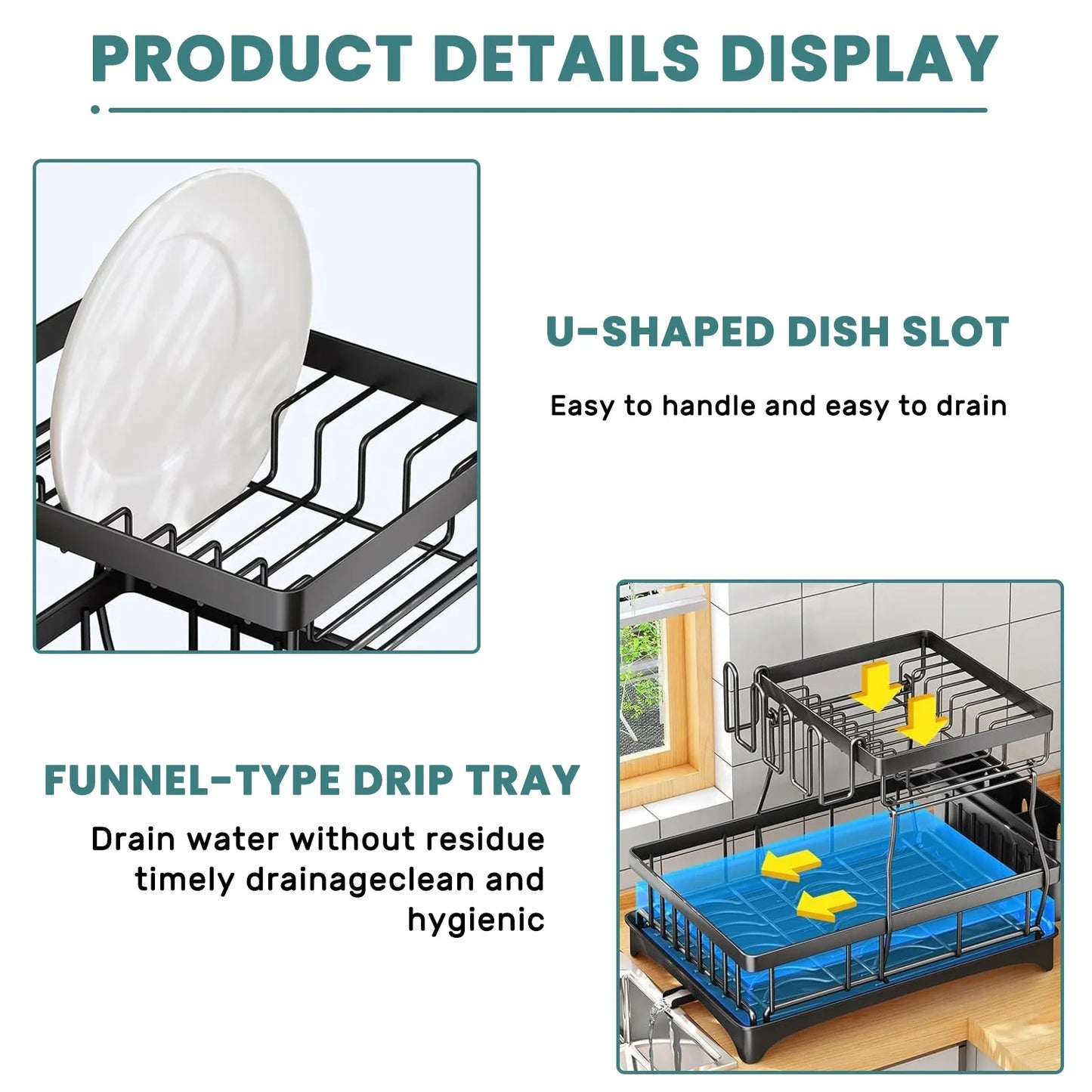Large 2-Tier Dish Drying Rack – Big Capacity Countertop Drainer