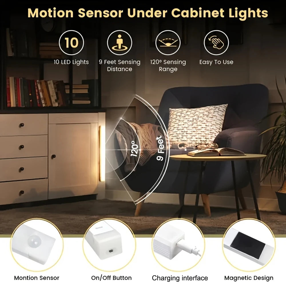 USB Rechargeable LED Motion Sensor Night Light – Cabinet & Kitchen