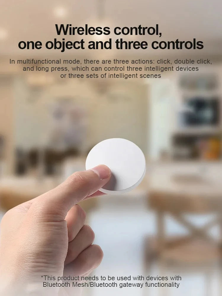 Wireless Mini Smart Switch Sensor Bluetooth Connection Versatile One Key Control Button Compatible with Xiaomi Mi home App Peaceful Pleasures Health and Wellness