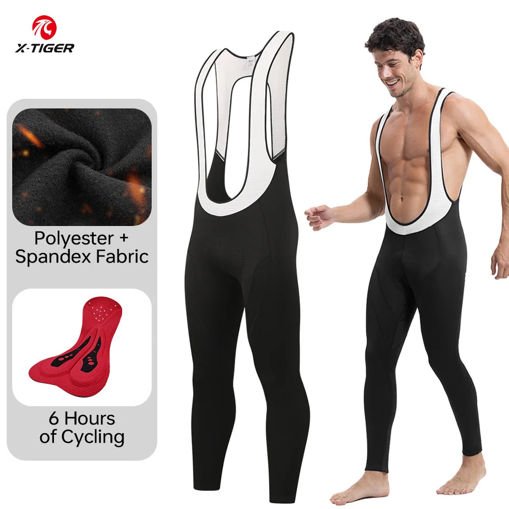 X-TIGER Men's Winter Cycling Bib Pants | Gel Padded Windproof