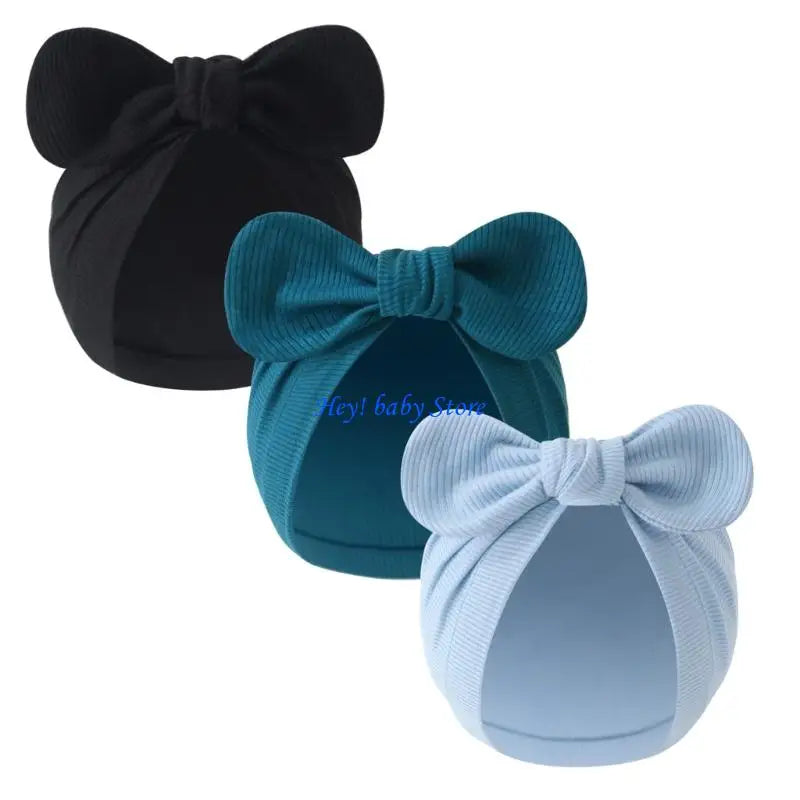 Newborn Bowknot Bonnet Hat | Soft Cotton Cap 0–3 Months