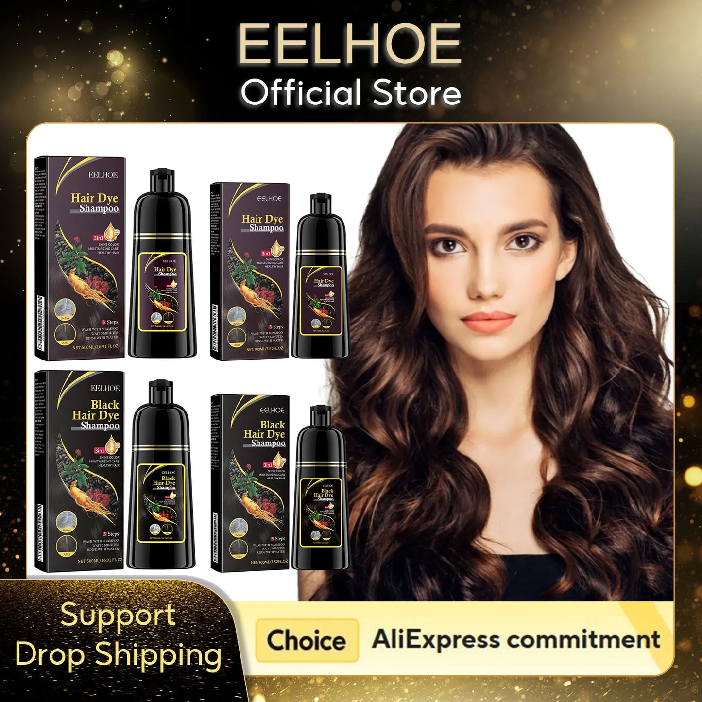 EELHOE Ginseng Gray Hair Darkening Shampoo | 3-in-1 Color