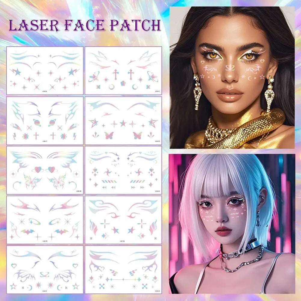 Laser Glitter Temporary Tattoo Face Stickers – Eye Decals