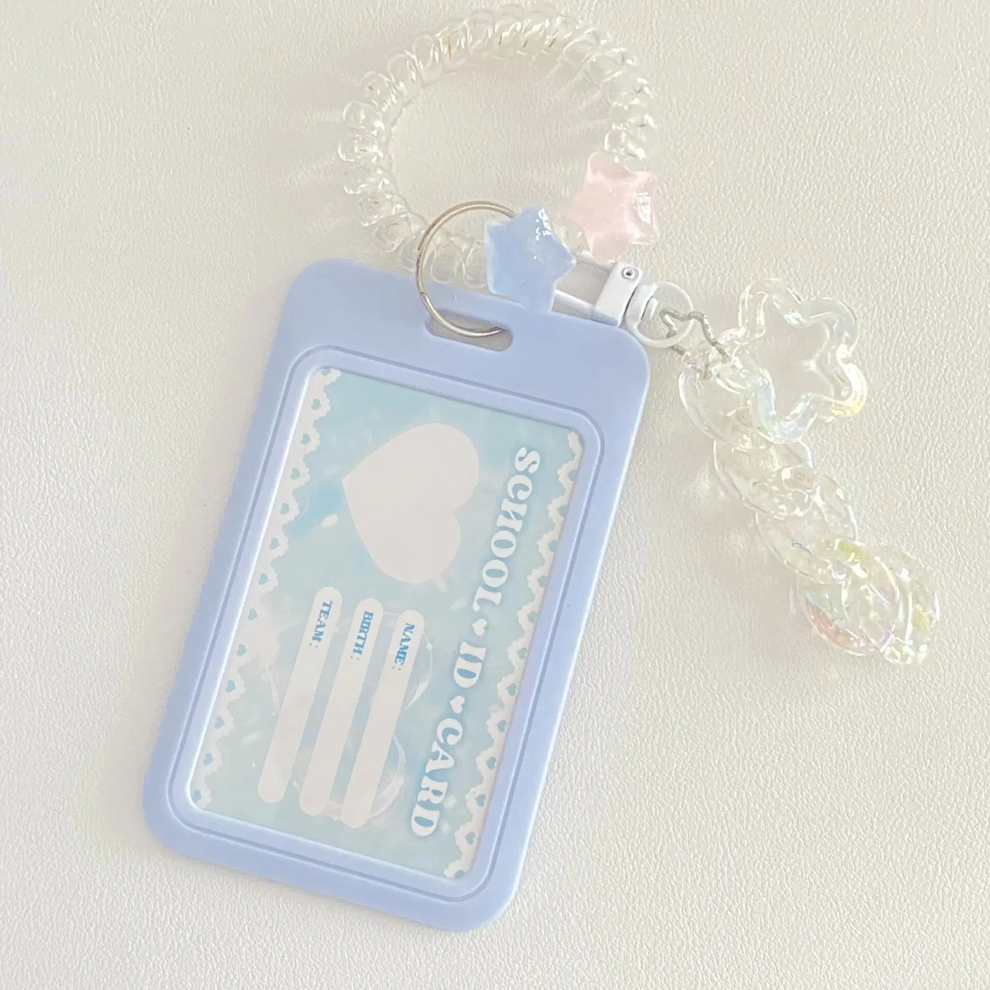 High-looking Glitter Powder Love Cloud Gradient Gu Card Keychain Bus