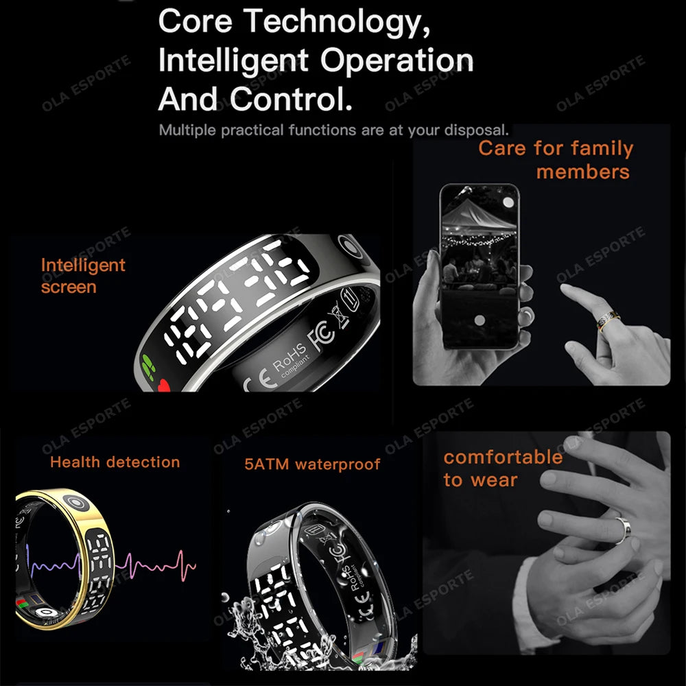 Smart Ring LED Display | Heart Rate & Blood Oxygen Tracker