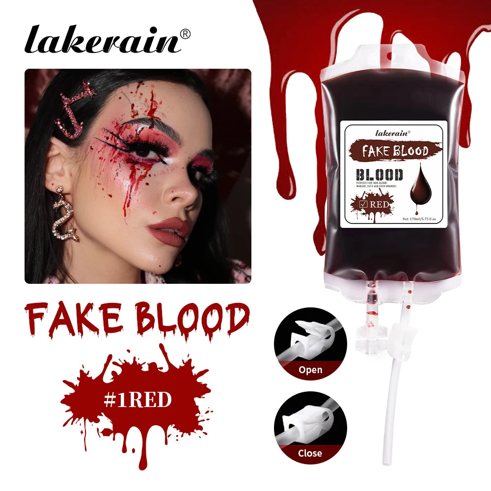 Lakerain 170ML Fake Blood Halloween Ultra-realistic Fake Blood Makeup Safe Non-Toxic Cosplay Horror Prop Party Decoration Peaceful Pleasures Health and Wellness Red