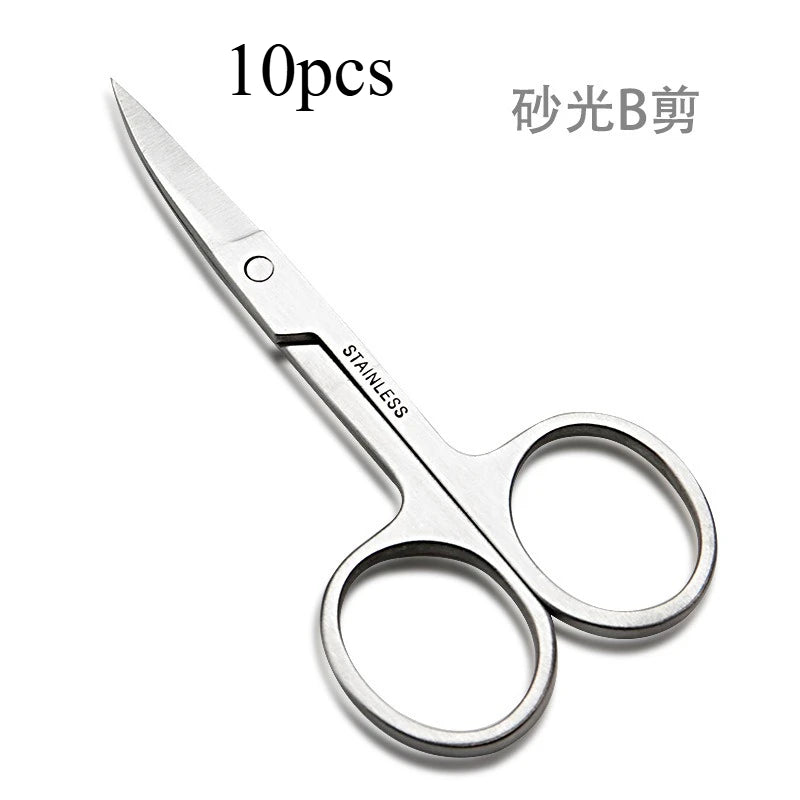 10pcs Curved Pedicure Scissors, Manicure Tool, Epilator, Scissor, Cuticle Trimmer, Eyelash, Nose, Eyebrow, Stainless Nails Peaceful Pleasures Health and Wellness China Mainland silver1 10pcs