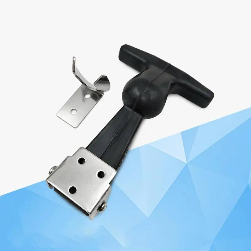 Rubber Hood Catch With Bracket 2pcs Elastic Stainless Steel Rubber Hood Catch Flexible T-shaped Drawer Latch For Coolers Boats Peaceful Pleasures Health and Wellness