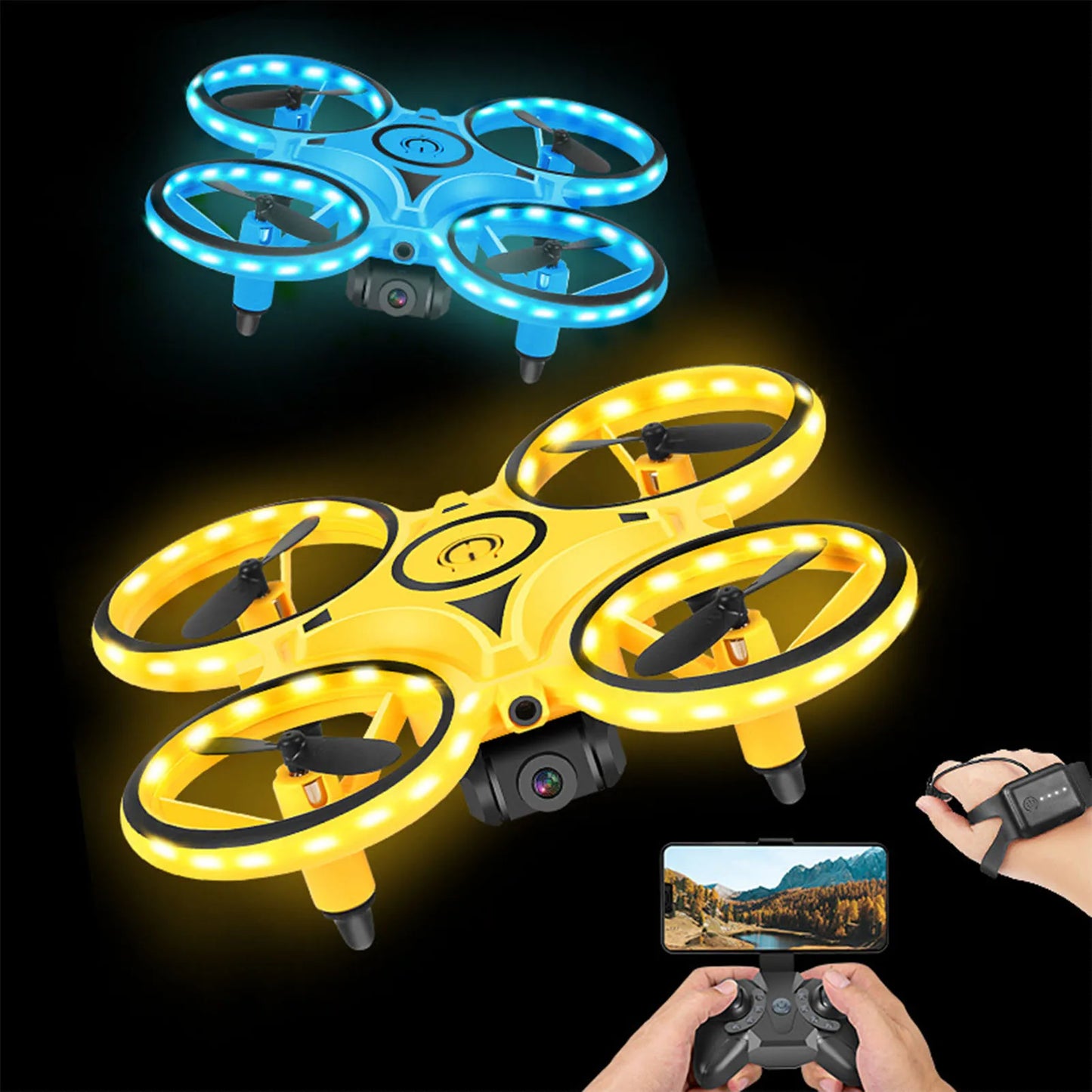 Electric Gesture Control Drone Toy with Light Smart RC Electric Flying Drone With LED Outdoor Toys for Kid Boys Girls Toy Gift Peaceful Pleasures Health and Wellness