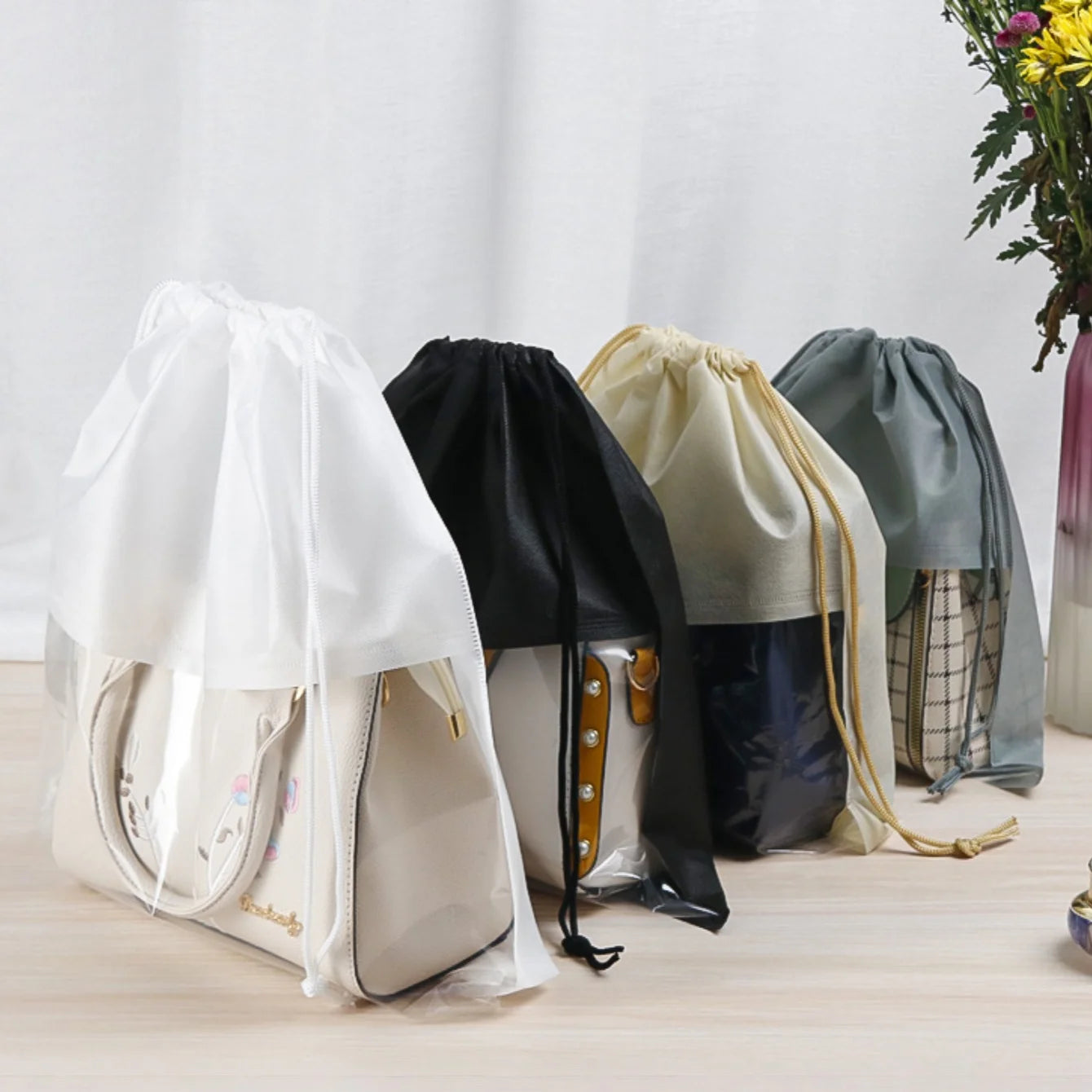 Dustproof Drawstring Storage Bags for Handbags & Clothes 5-Pack Dustproof Storage Bags Peaceful Pleasures Health and Wellness