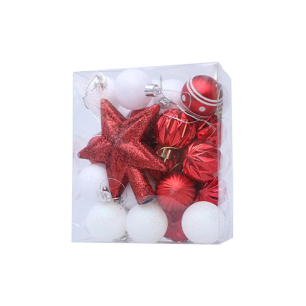 31-Piece Glitter Christmas Ball Ornament Set with Star Topper