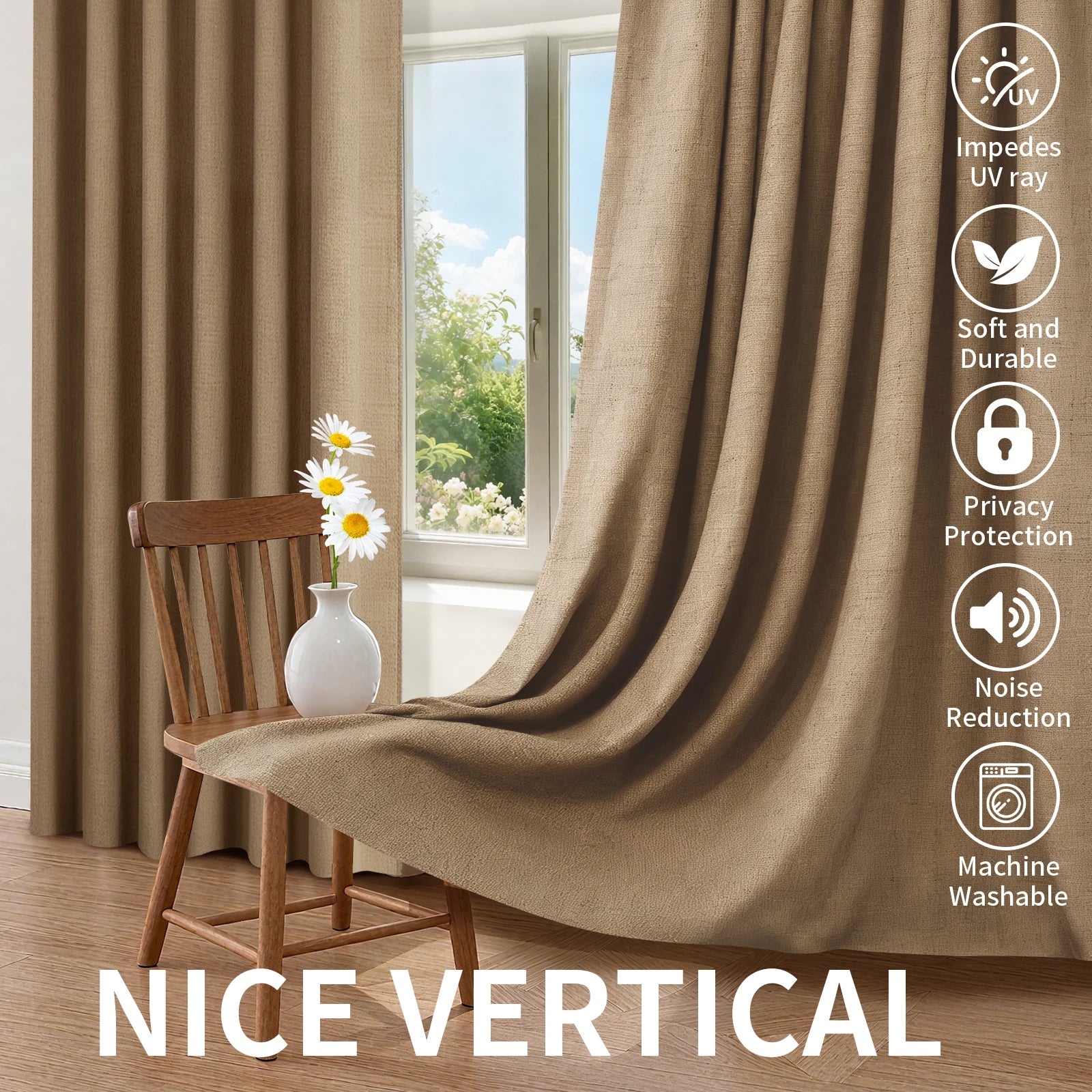 2 Panels Blackout Curtains Thermal Insulated Linen Curtain for Living Room Rod Pocket Light Blocking Drapes Window Treatment Peaceful Pleasures Health and Wellness