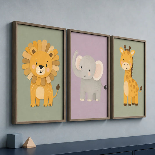 Nursery Animal Wall Art Cute Cartoon Safari Canvas Poster Prints For Baby Kids Bedroom Decor Peaceful Pleasures Health and Wellness