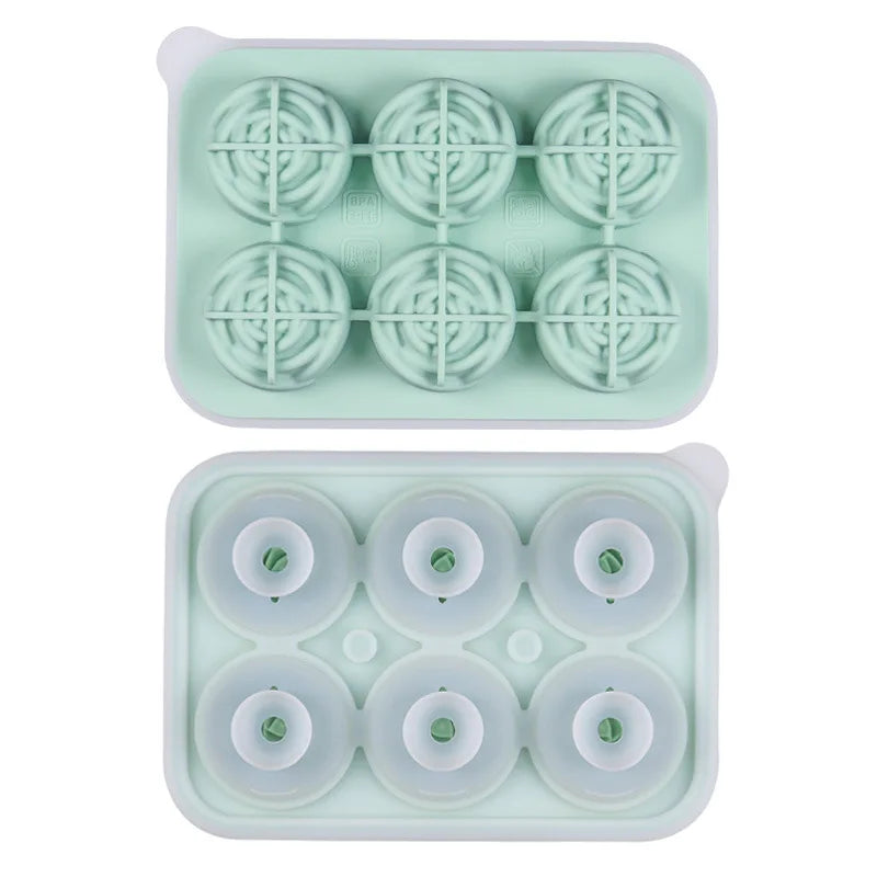 Food-grade silicone 6-piece rose ice cube tray with leak-proof funnel and buckle for DIY ice molds and ice cube molds Peaceful Pleasures Health and Wellness light green