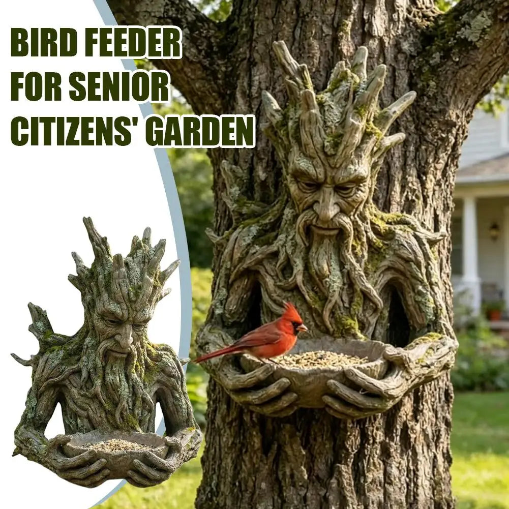 Tree Face Bird Feeder | Resin Old Man Tree Garden Sculpture