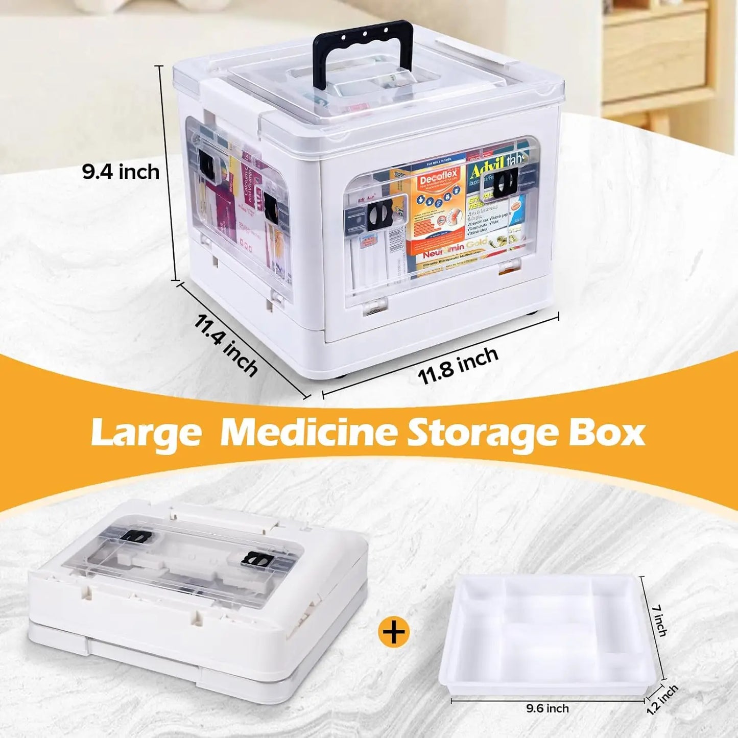 18QT Clear Medical Storage Box – Wheels, Removable Tray & Handles for First Aid Organization Storage Box Peaceful Pleasures Health and Wellness