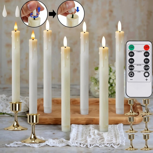 Flameless Candles with Remote Timer Battery Operated LED Flickering Taper Candle for Christmas Decor with 6 Pack Gold Holder Peaceful Pleasures Health and Wellness