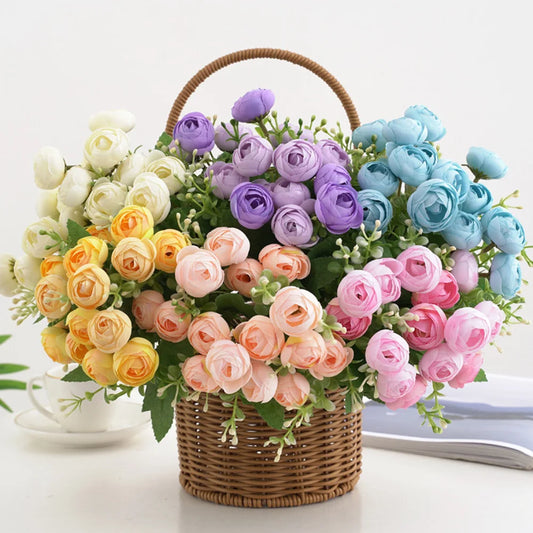 30cm Artificial Silk Ranunculus Bouquet | Wedding & Home Decor Artificial Flower Bouquet Peaceful Pleasures Health and Wellness