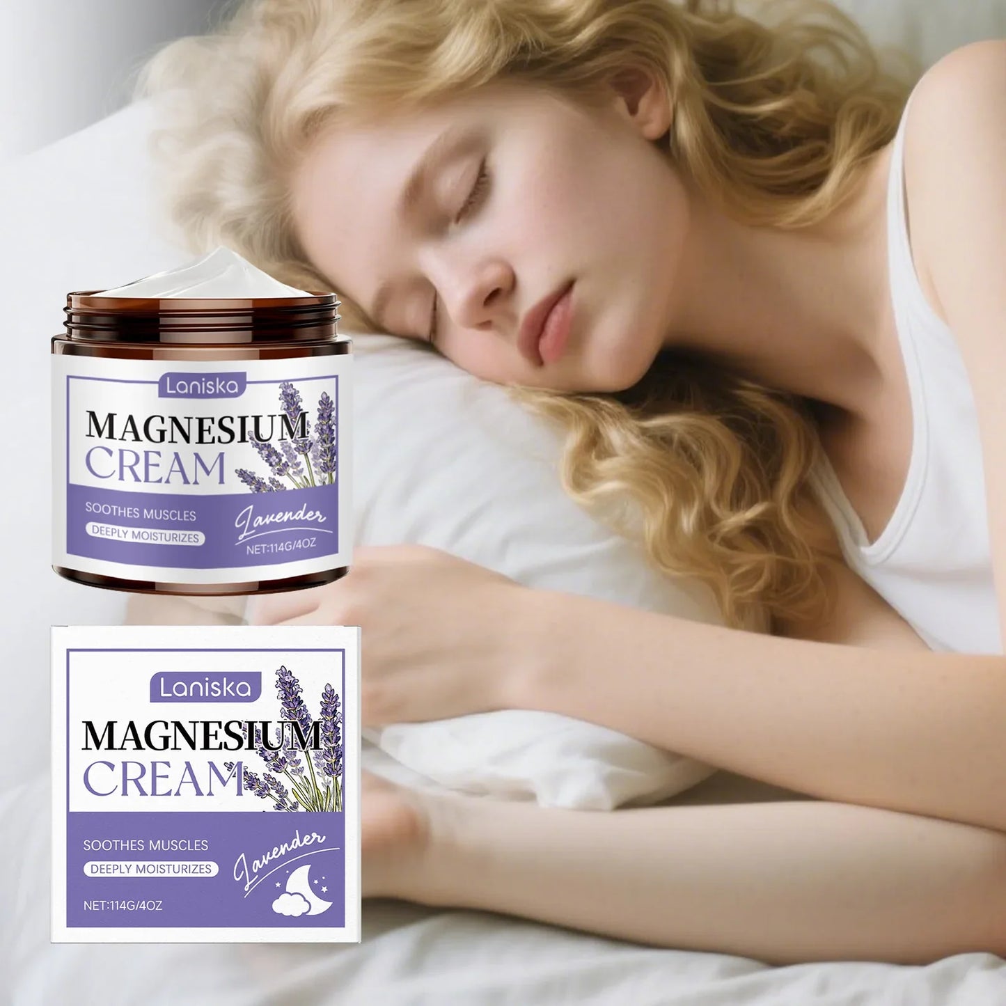 Laniska Lavender Magnesium Body Cream – Sleep & Skin Care