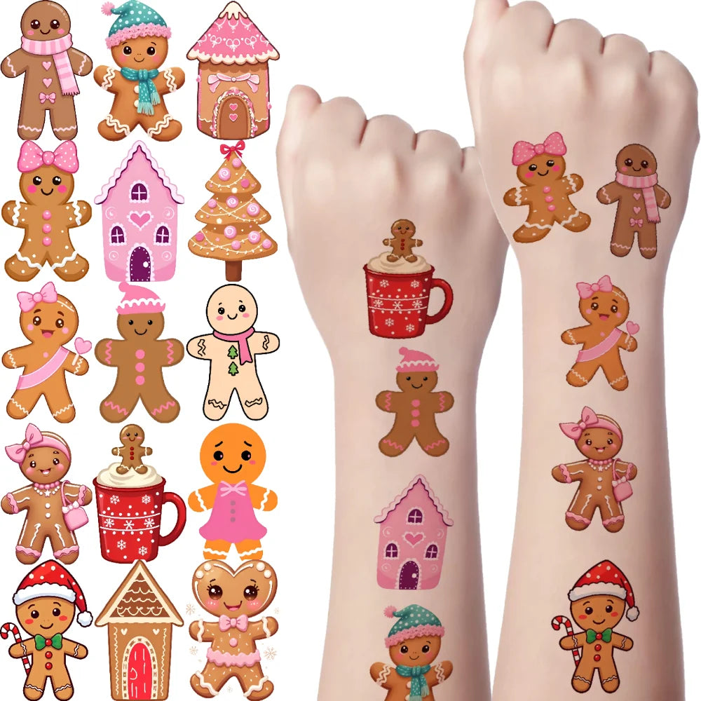 54-Piece Christmas Temporary Tattoos – Waterproof Body Stickers