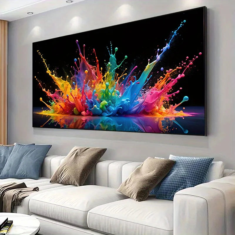 Vibrant Abstract Splash Canvas Art Frameless Colorful Modern Wall Decor for Living Room, Bedroom, Large Canvas Wall Art Peaceful Pleasures Health and Wellness
