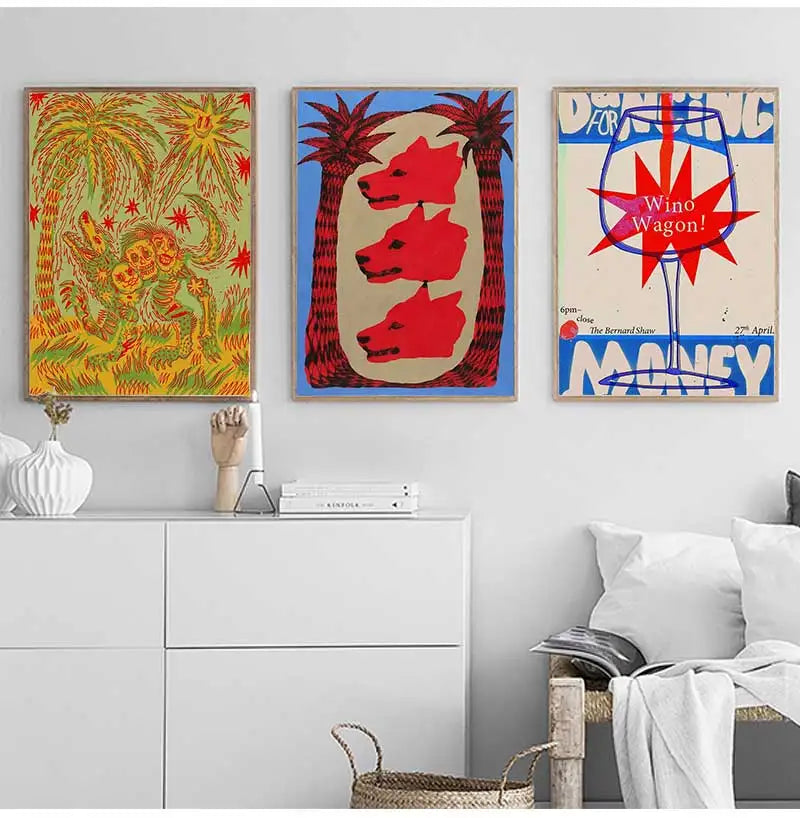 Vintage Abstract Retro Mind Maze Canvas Wall Art Print