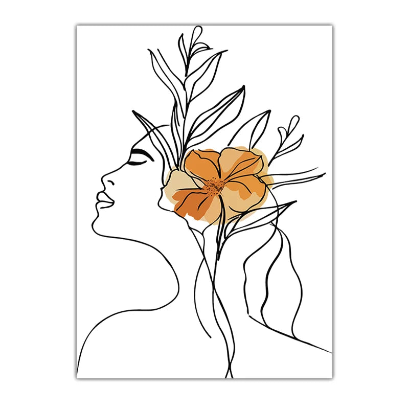 Abstract Woman Flower Canvas Wall Art – Modern Poster Print Canvas Wall Art Print Peaceful Pleasures Health and Wellness 02 15x20cm No Frame China Mainland