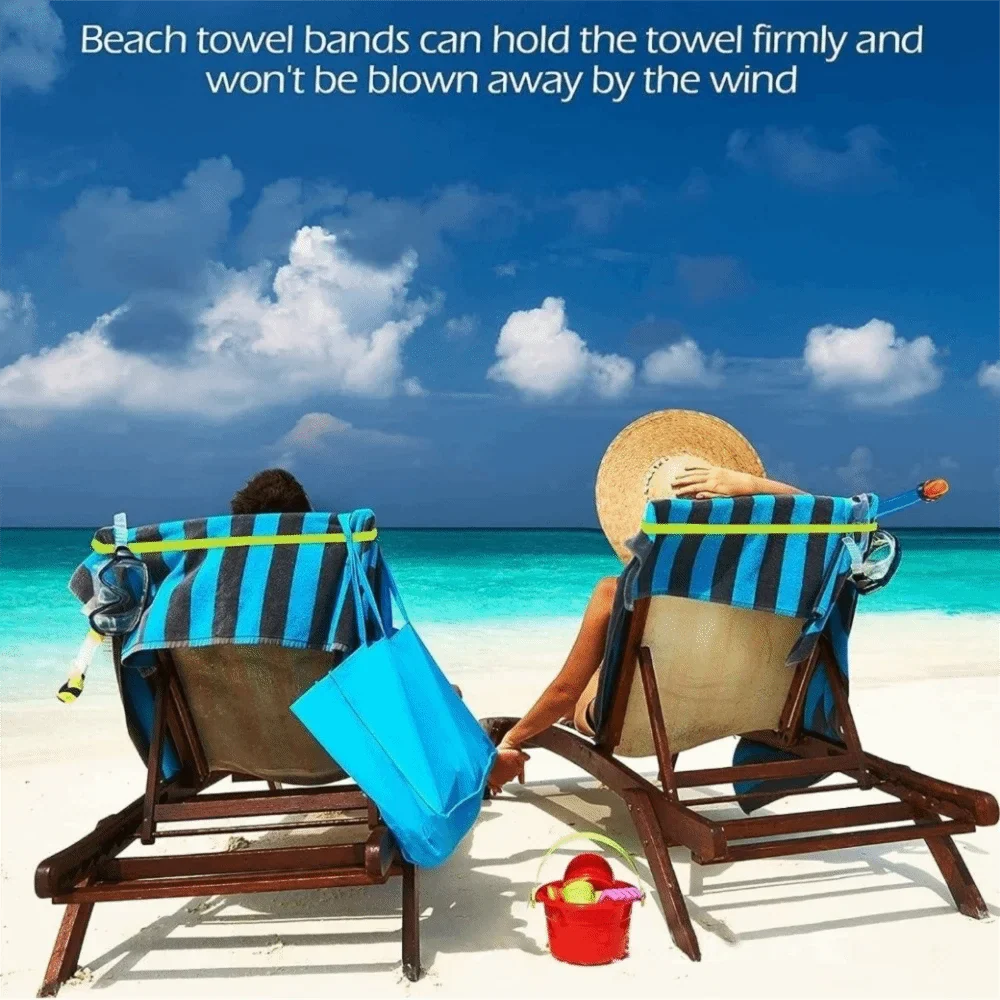 4-Pack Silicone Beach Towel Holder Bands – Windproof Clips