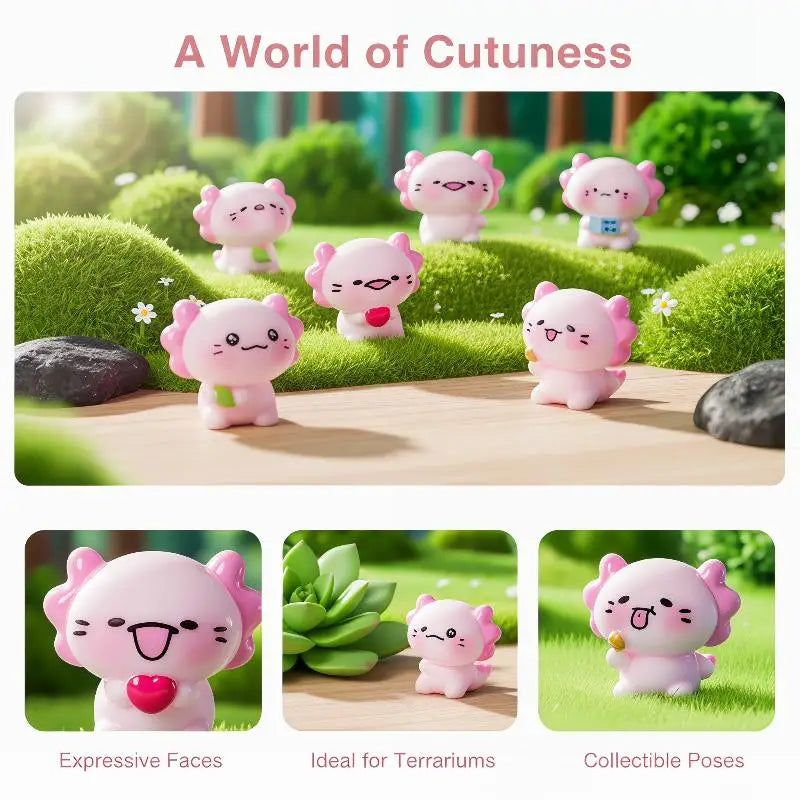 6pcs Resin Axolotl Miniature Figures – Micro Garden Ornaments