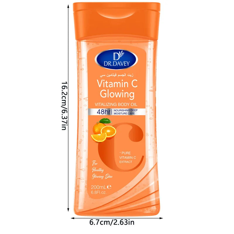 2PCS 200ml DR.DAVEY VITAMIN C Body Oil Body Skin Care Oil Moisturizing Hydrating Care Suitable for All Seasons Body Face Hand Peaceful Pleasures Health and Wellness