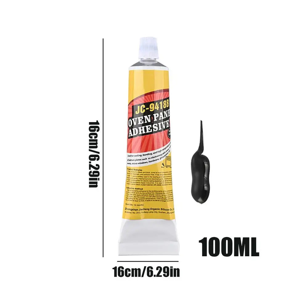 Oven Door Adhesive 100ml High Temperature Resistant Epoxy for Ceramics & Metal, Fixes Cracks on Induction Cooker Grill Microwave Peaceful Pleasures Health and Wellness Black 100ml