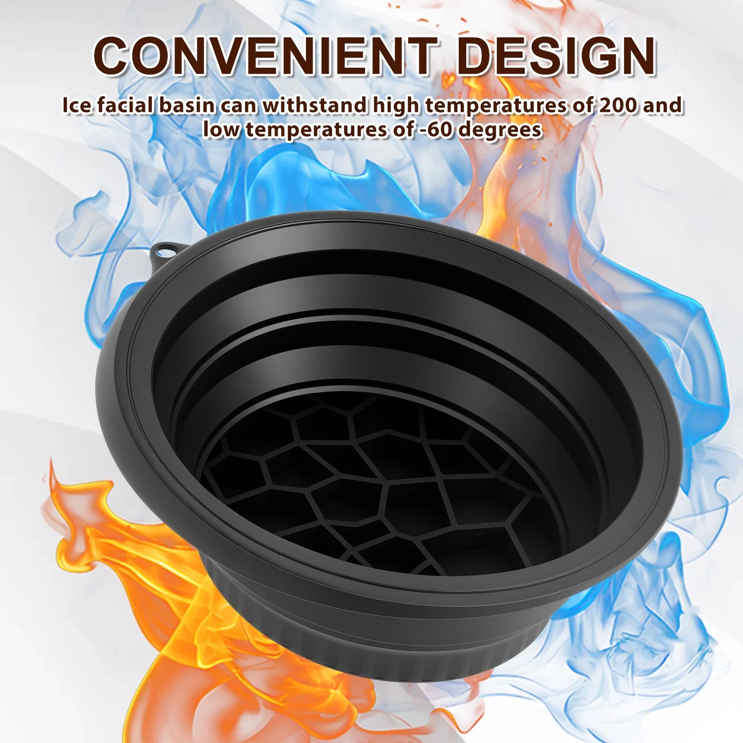 Foldable Face Ice Bath Bowl Facials Plunge Washbasin Silicone Portable Travel Home Skincare Ice Facials Bath Peaceful Pleasures Health and Wellness