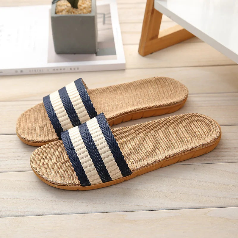 Men's Striped Slip-On Slides | Indoor, Beach & Shower Slippers