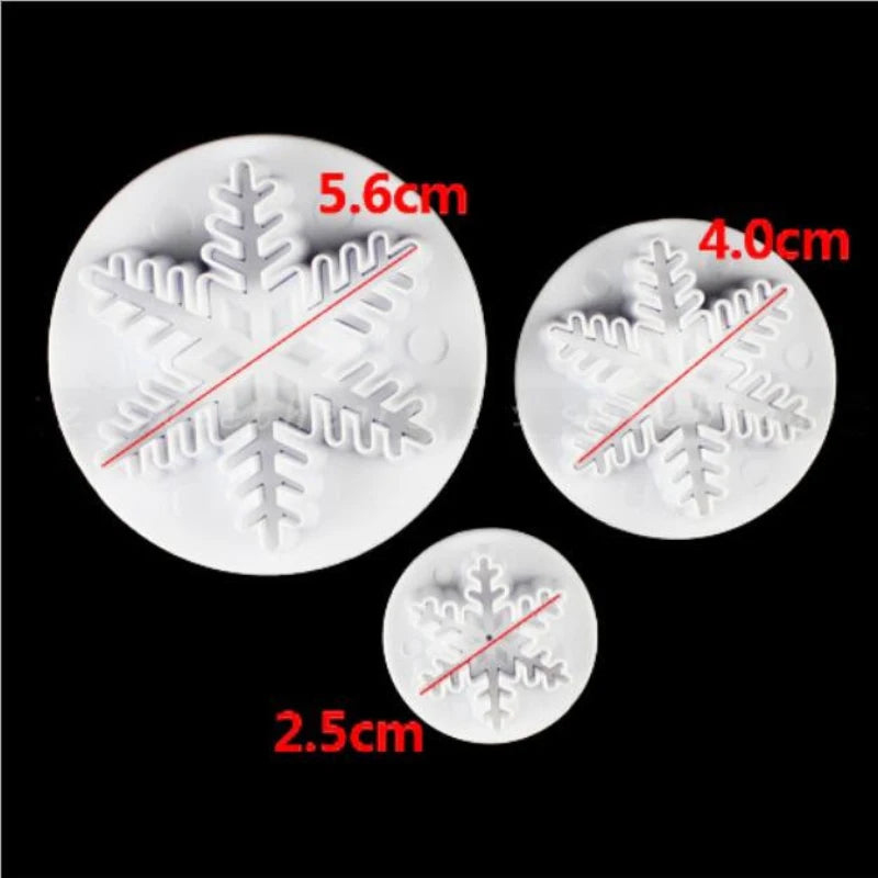 3pcs/set Snowflake Plunger Cutter Mold Fondant Cake Decoration Mould Sugar Clay Crafts Baking Tools Christmas Party Kitchen Tool Peaceful Pleasures Health and Wellness