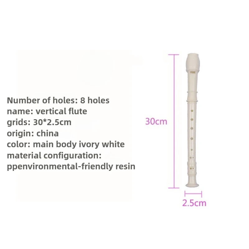 8-Hole Recorder PP Material Milk White Student Children's Flute