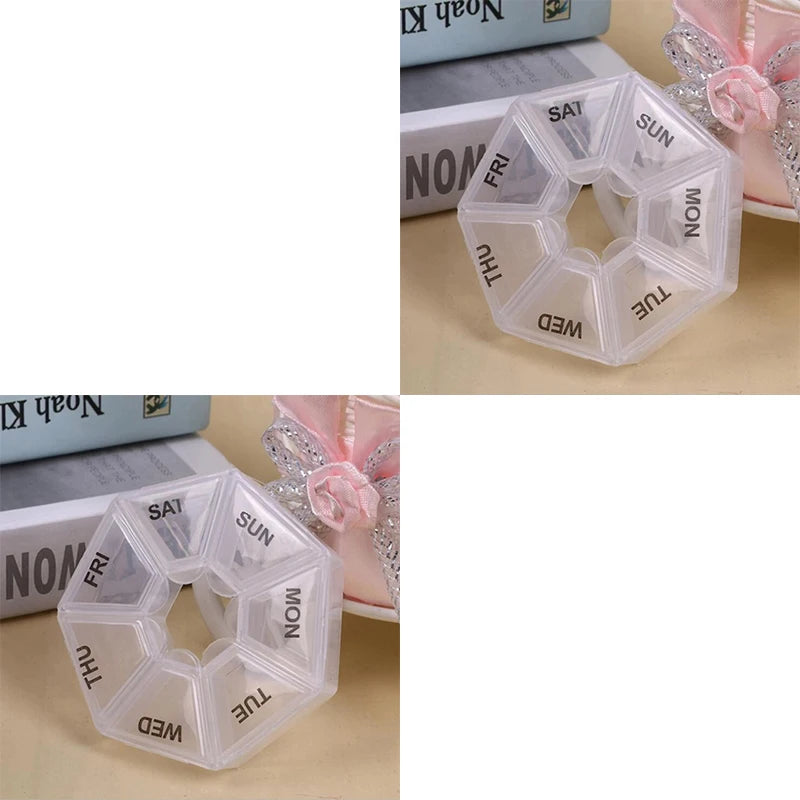 Weekly 7-day Pill Organizer Portable Travel Pill Box Multifunctional Small Medicine Case Black Peaceful Pleasures Health and Wellness transparent-2pcs
