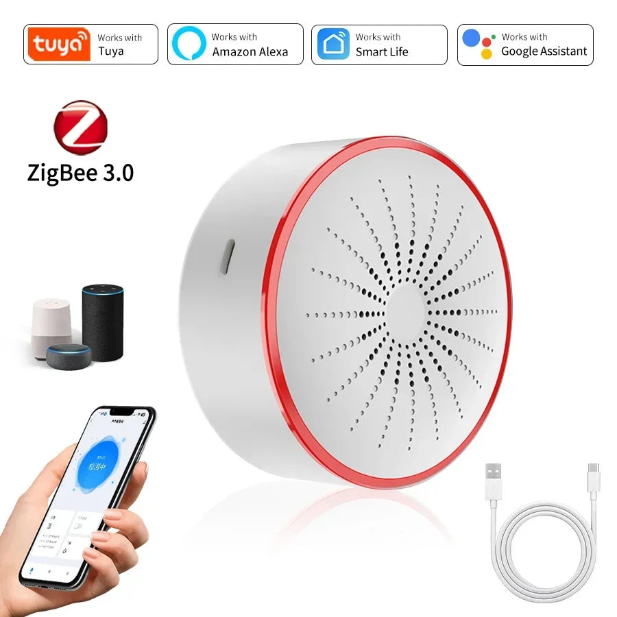 Tuya WiFi Zigbee Smart Siren Alarm 100dB – Alexa Compatible