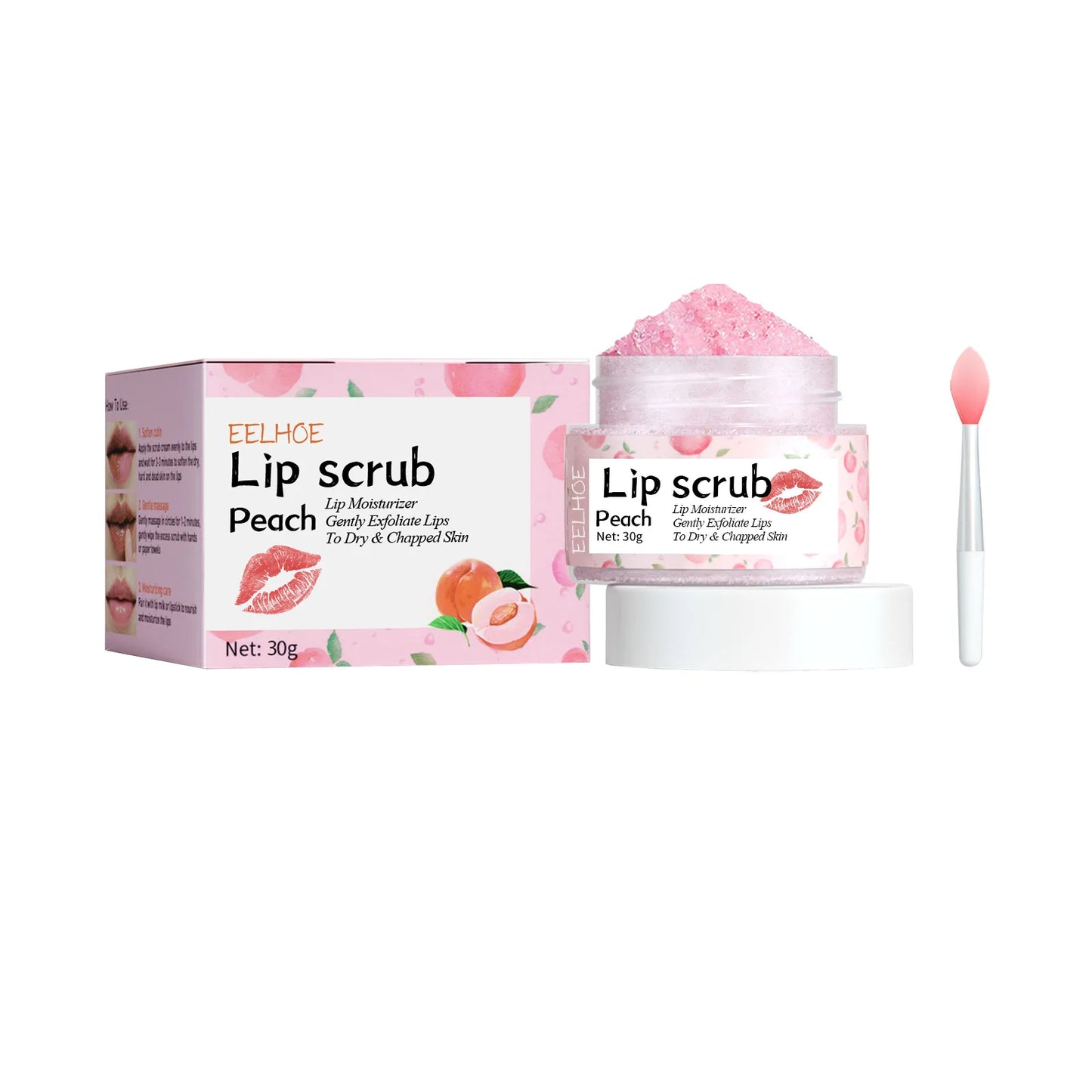 EELHOE Pink Lip Scrub Exfoliator – Brighten & Moisturize, 30g