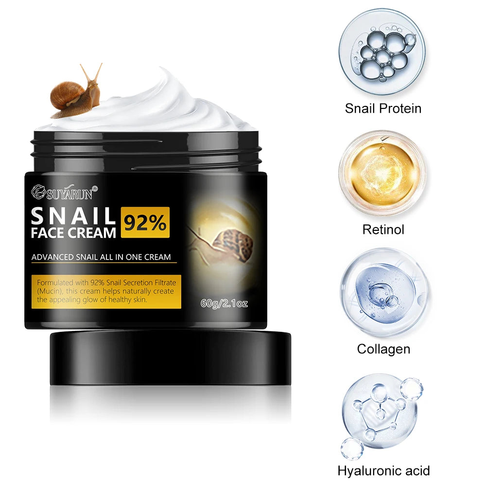 SUYARUN Snail Moisturizing Cream - 24H Hydrating, Anti-Aging Face Cream, Repairing & Brightening Skincare for Dry Sensitive Skin Peaceful Pleasures Health and Wellness