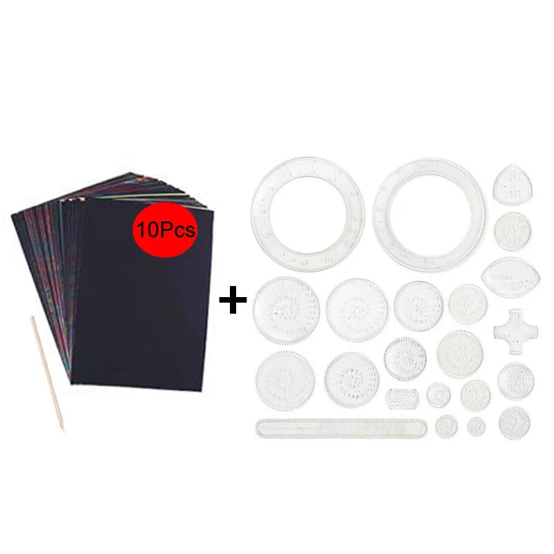 Spirograph Interlocking Gears Wheels Geometric Template Ruler Drawing