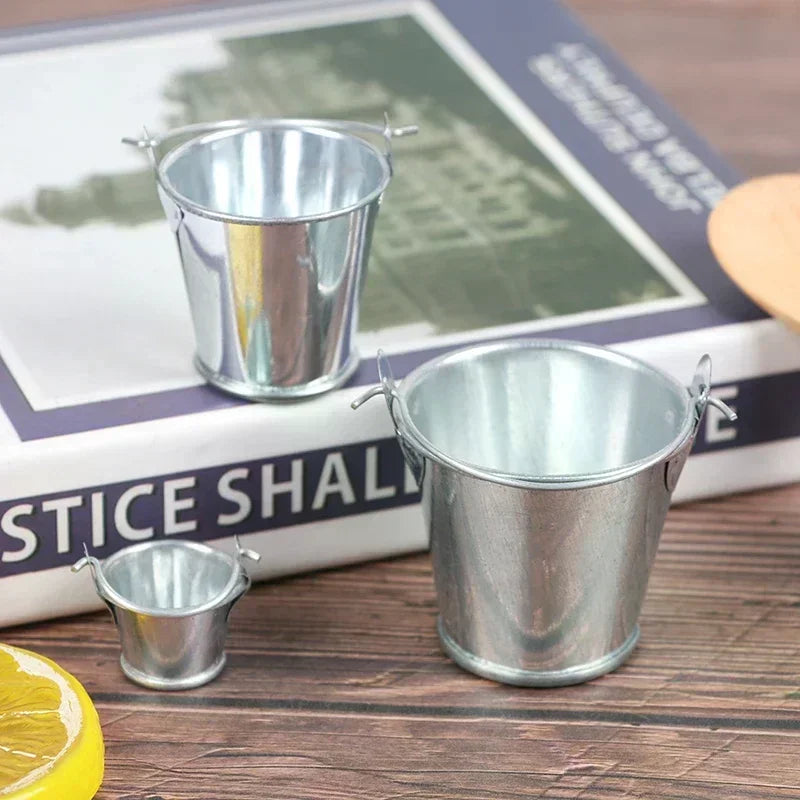 Dollhouse Miniature Metal Bucket | Mini Kitchen Decor Ornament