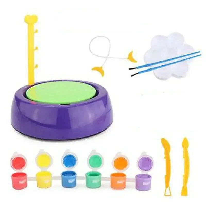 Children Electric Pottery Wheel Machine Manual Handle Foot Pedal for Ceramic Clay Working Forming DIY Art Craft Peaceful Pleasures Health and Wellness Blue