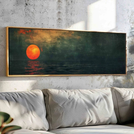 Sunset Ocean Boho Canvas Wall Art | Unframed Horizontal Print Canvas Wall Art Peaceful Pleasures Health and Wellness ZLH4198 90x270cm No Frame