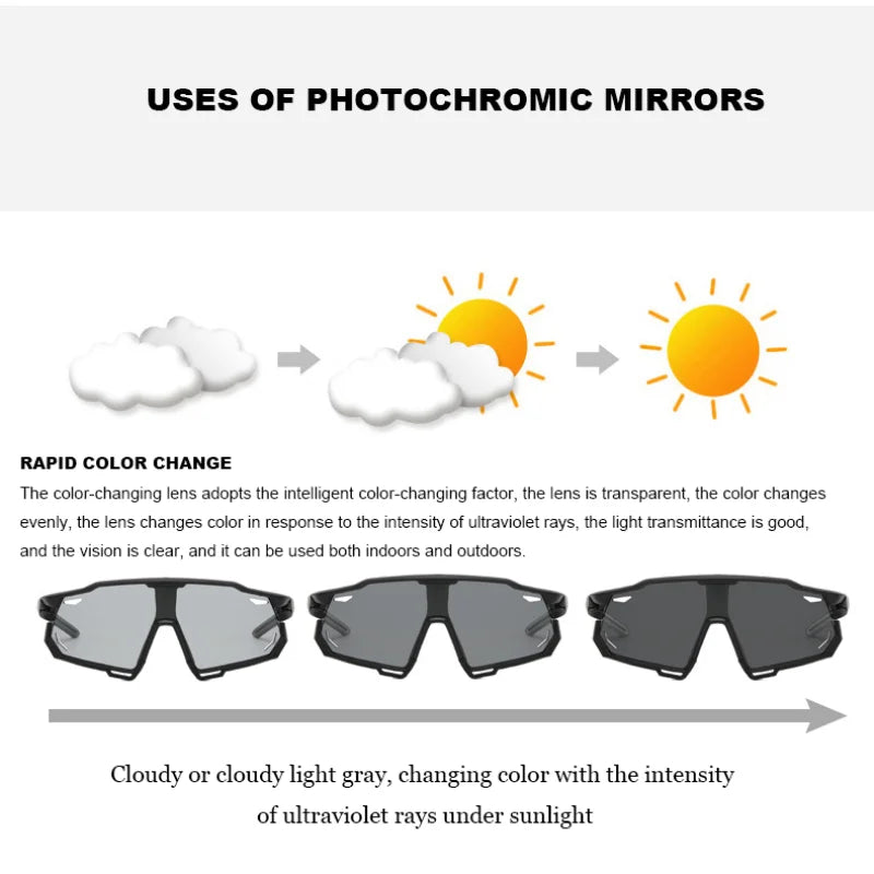 Photochromic Polarized Cycling Glasses UV400 MTB Bike Sunglasses