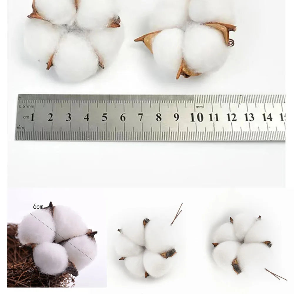 20pcs White Artificial Cotton Flower Heads 6cm | DIY Decor