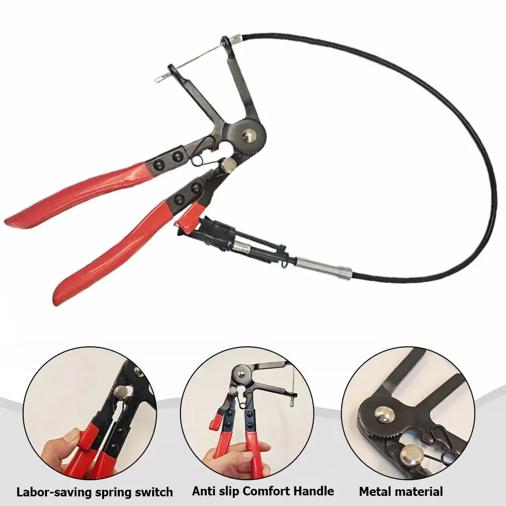 1Pcs Clamping Pliers Flexible Cable Hose Clamp Pliers Long Reach Wire-Shielded Hose Clamp Tool Auto Repair Tools for Car Engine Peaceful Pleasures Health and Wellness