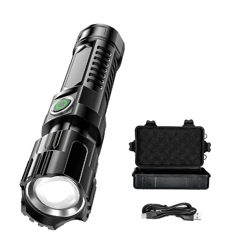 Rechargeable Zoomable LED Flashlight – Waterproof Tactical Torch